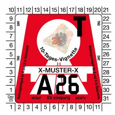 Tlačená diaľničná známka - Rakúsko